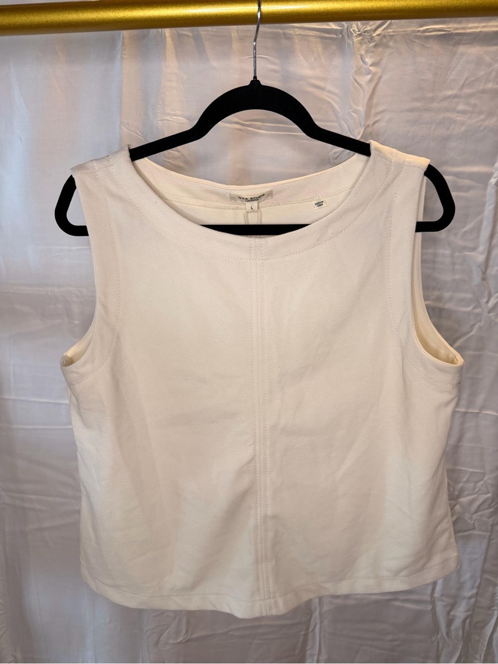 Max Studio Sleeveless Crewneck Tank Top - Cream